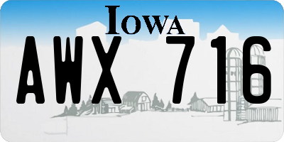 IA license plate AWX716