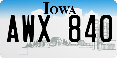 IA license plate AWX840