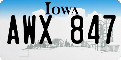 IA license plate AWX847