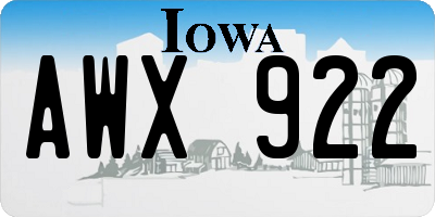 IA license plate AWX922
