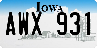 IA license plate AWX931