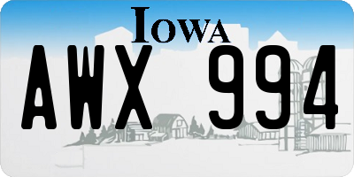 IA license plate AWX994