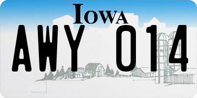 IA license plate AWY014