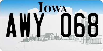 IA license plate AWY068