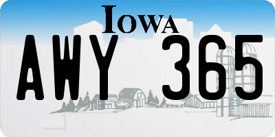 IA license plate AWY365