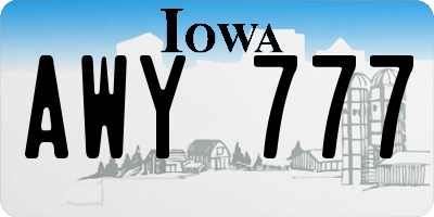 IA license plate AWY777