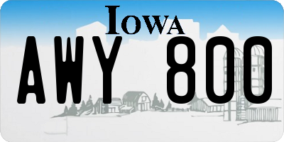 IA license plate AWY800