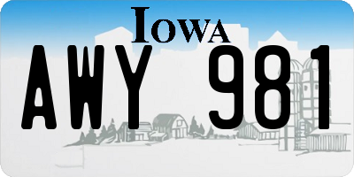 IA license plate AWY981