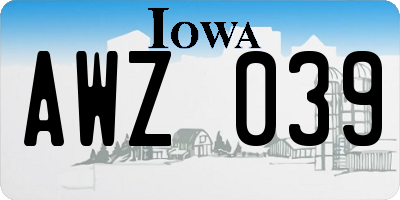 IA license plate AWZ039