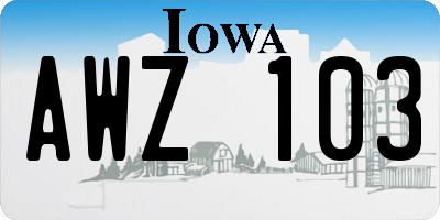 IA license plate AWZ103