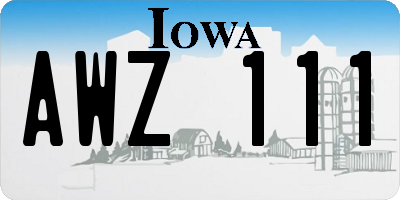 IA license plate AWZ111