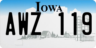 IA license plate AWZ119