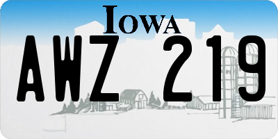 IA license plate AWZ219