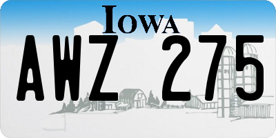IA license plate AWZ275