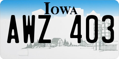IA license plate AWZ403