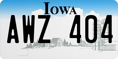 IA license plate AWZ404