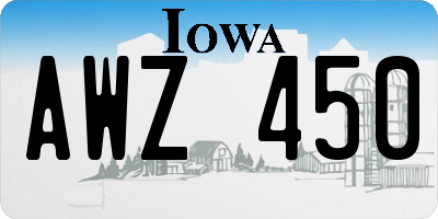 IA license plate AWZ450