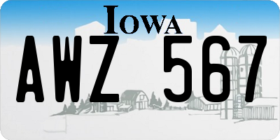 IA license plate AWZ567