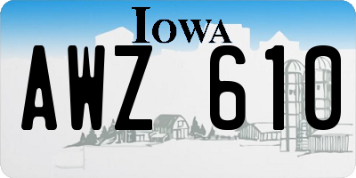 IA license plate AWZ610