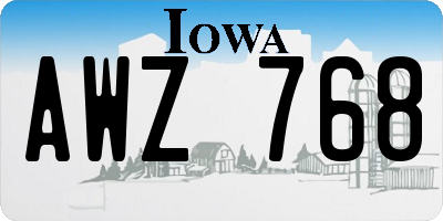 IA license plate AWZ768