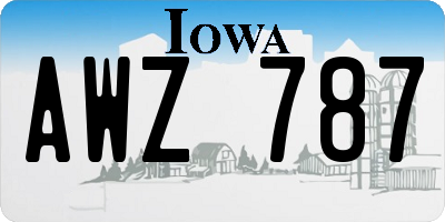 IA license plate AWZ787