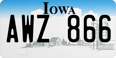 IA license plate AWZ866