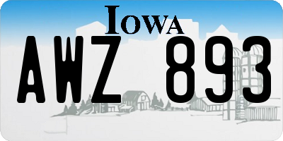 IA license plate AWZ893