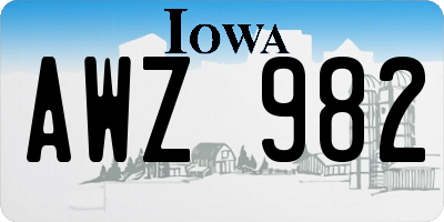 IA license plate AWZ982