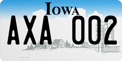 IA license plate AXA002