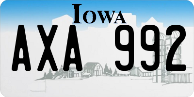 IA license plate AXA992