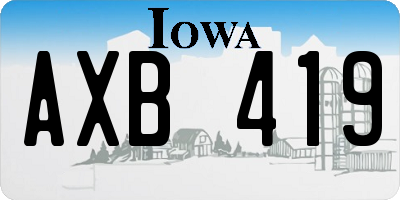IA license plate AXB419