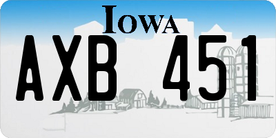 IA license plate AXB451
