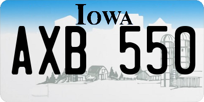 IA license plate AXB550