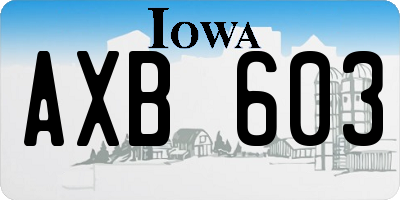 IA license plate AXB603