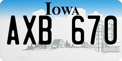 IA license plate AXB670
