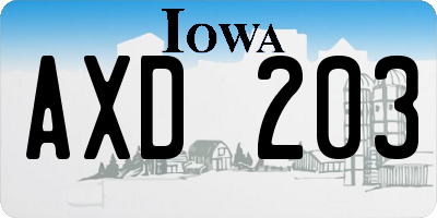 IA license plate AXD203