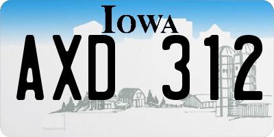 IA license plate AXD312