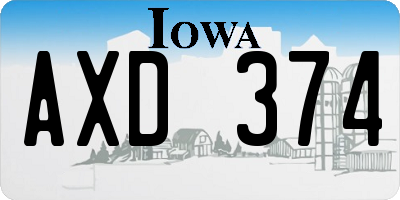 IA license plate AXD374