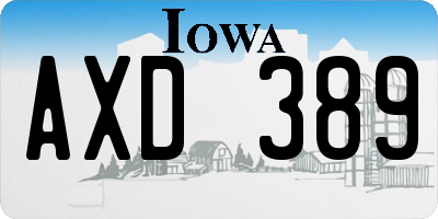 IA license plate AXD389
