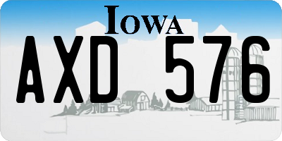 IA license plate AXD576