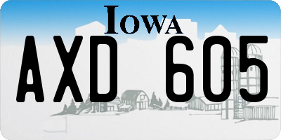 IA license plate AXD605