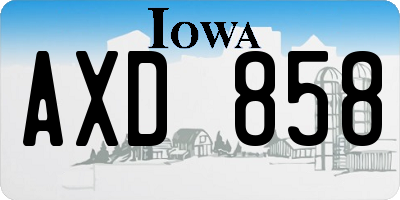 IA license plate AXD858