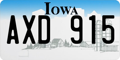 IA license plate AXD915