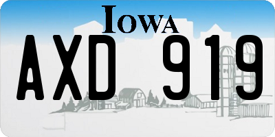 IA license plate AXD919