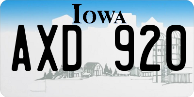IA license plate AXD920