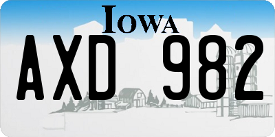 IA license plate AXD982