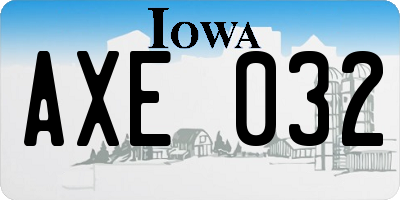 IA license plate AXE032