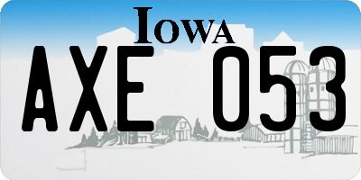 IA license plate AXE053