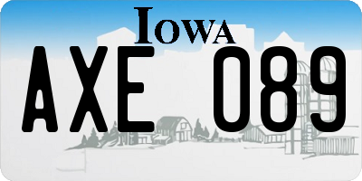 IA license plate AXE089