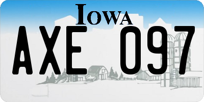 IA license plate AXE097
